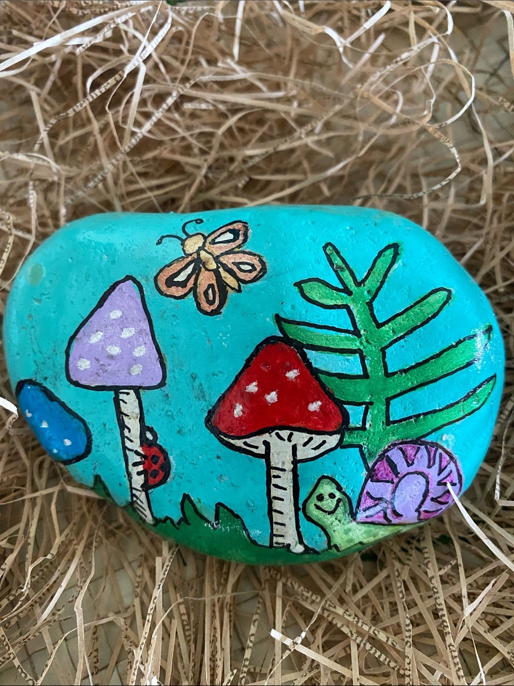 Hand-Painted Mushroom & Garden Rock Art